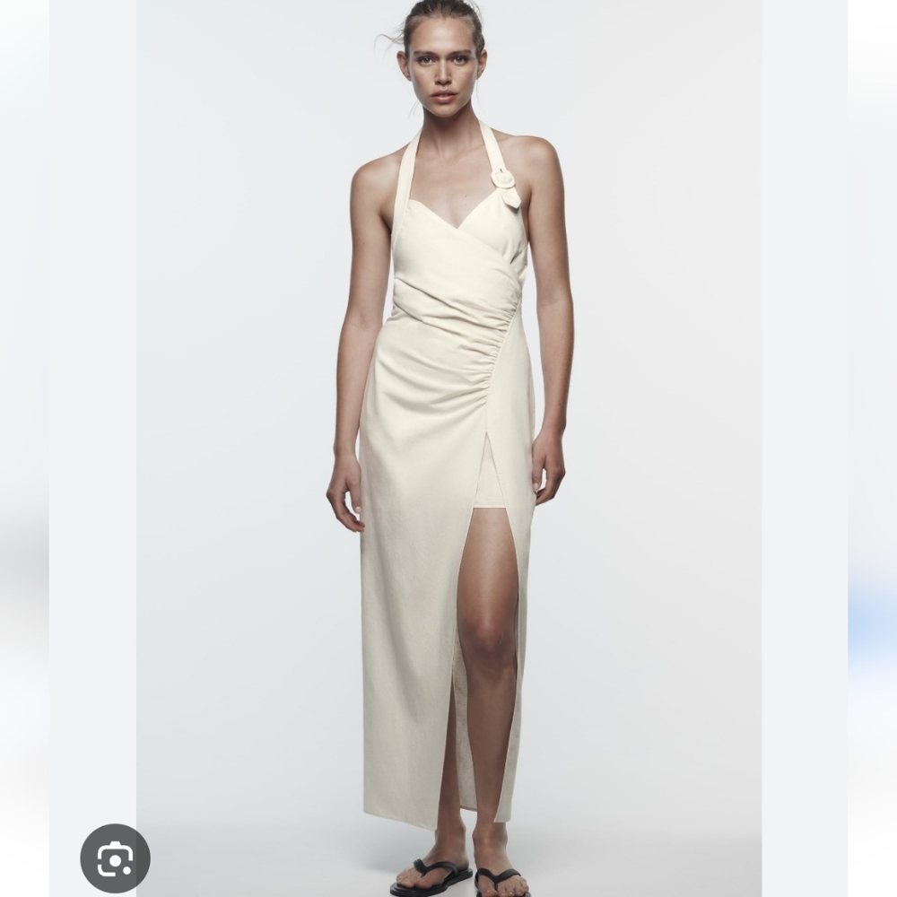 Zara DRESS MIDI CREAM SIZE XS - Picture 15 of 16